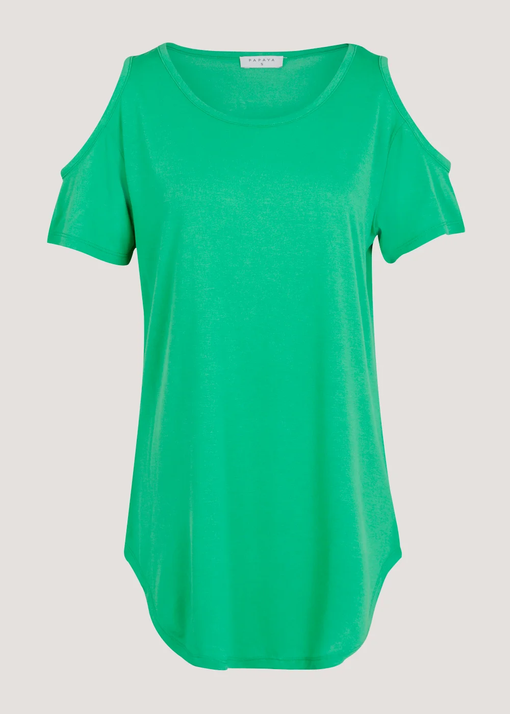 Green Longline Cold Shoulder T-Shirt - Small Image 5