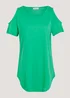 Green Longline Cold Shoulder T-Shirt - Small Image 5