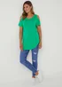 Green Longline Cold Shoulder T-Shirt - Small Image 4