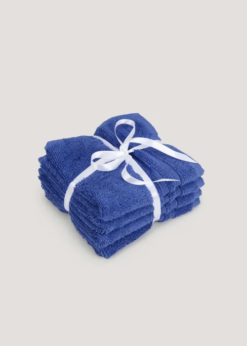 4 Pack Royal Blue 100% Egyptian Cotton Face Cloths Image 1