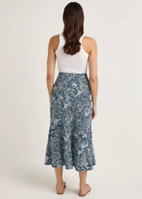Blue Paisley Crinkle Midi Skirt - Size 8 Image 1