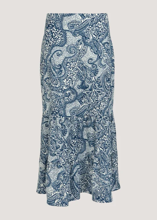 Blue Paisley Crinkle Midi Skirt - Size 8 Image 4
