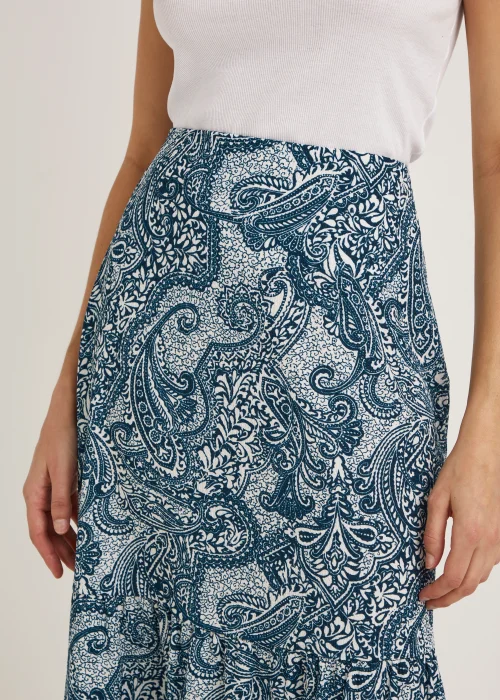 Blue Paisley Crinkle Midi Skirt - Size 8 Image 2