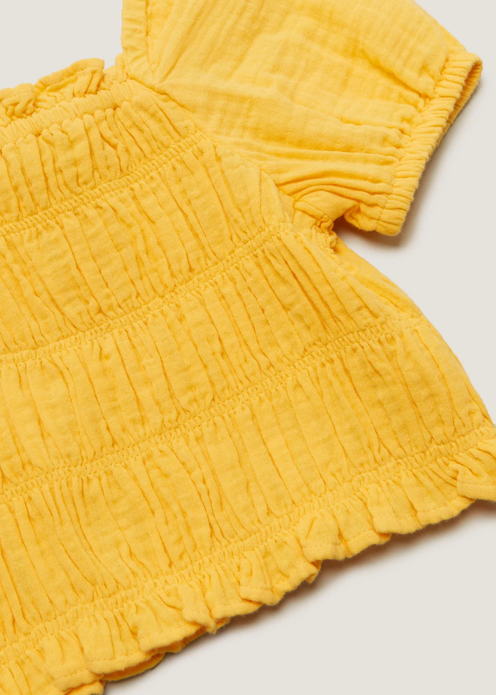 Girls Yellow Shirred Puff Sleeve Top (4-13yrs) - 4 Yrs Image 2