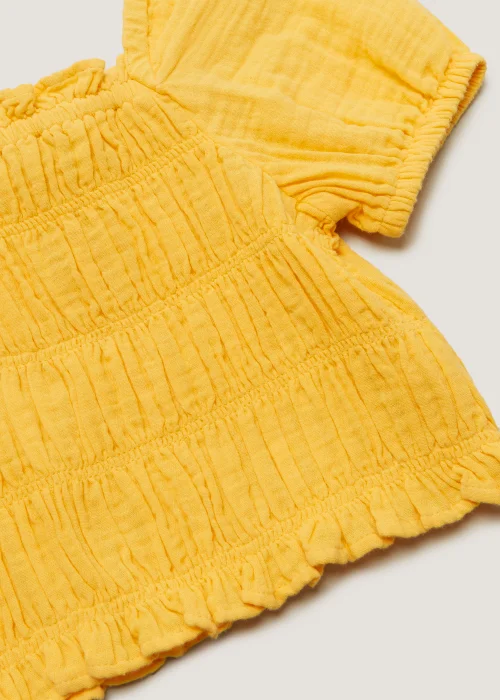 Girls Yellow Shirred Puff Sleeve Top (4-13yrs) - 4 Yrs Image 2