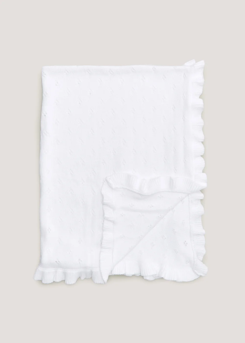 White Frill Edge Baby Blanket (90cm x 70cm) - One Size Image 1