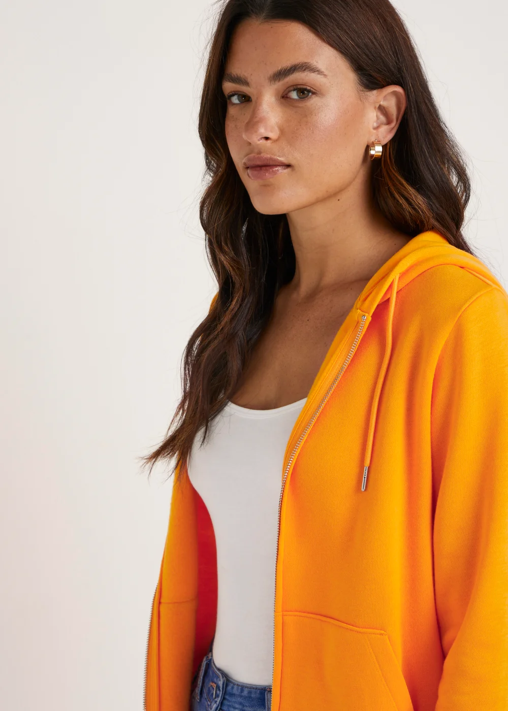Orange Zip Up Hoodie - Small Image 3