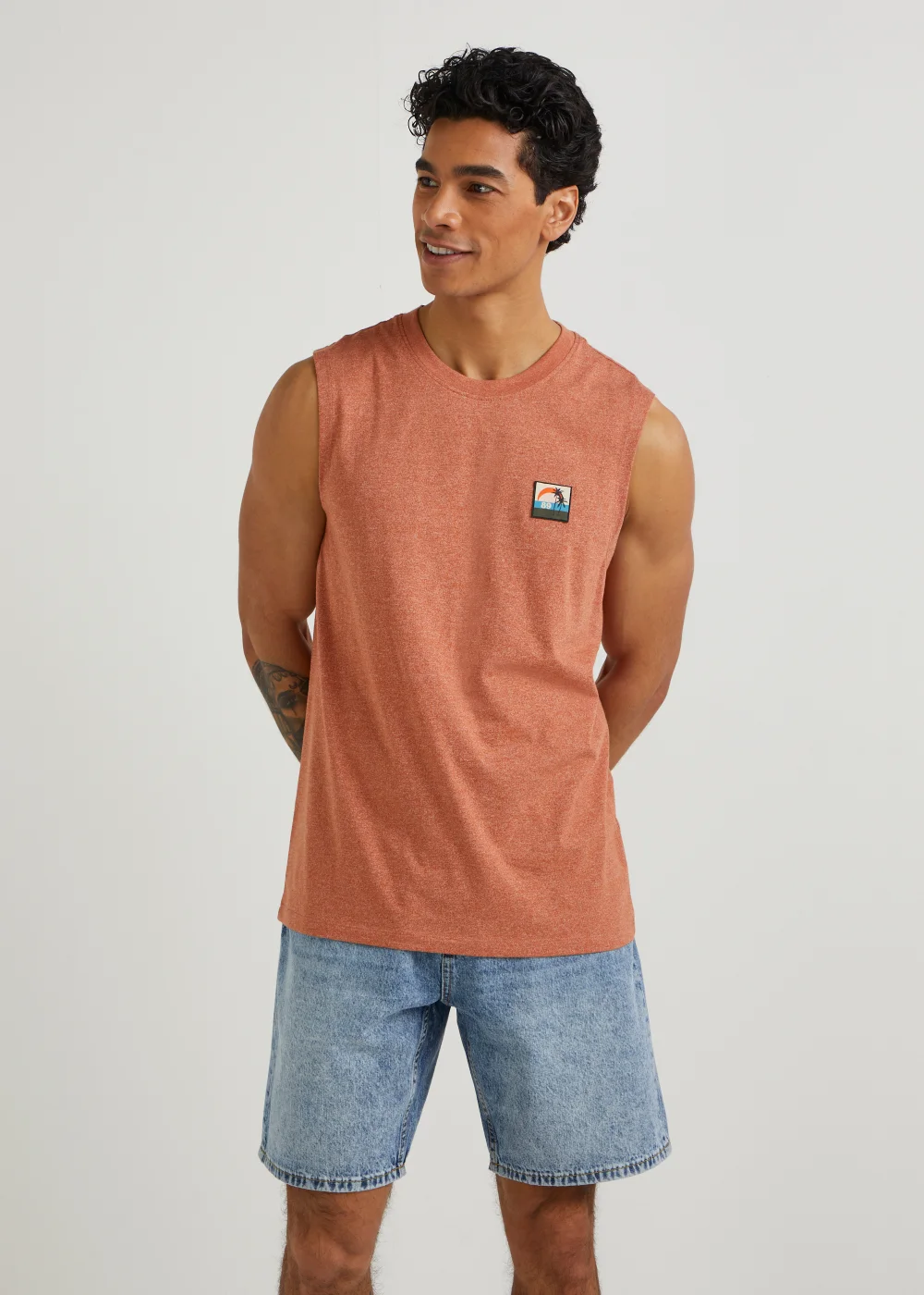 Orange Badge Vest Top - Small Image 1