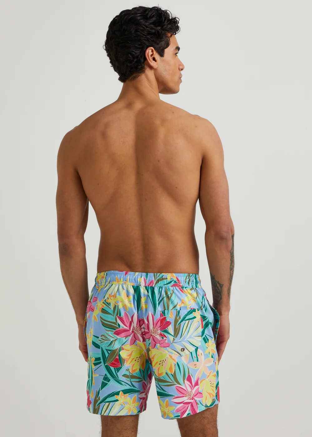 Blue Tropical Floral Swim Shorts - Small Image 2