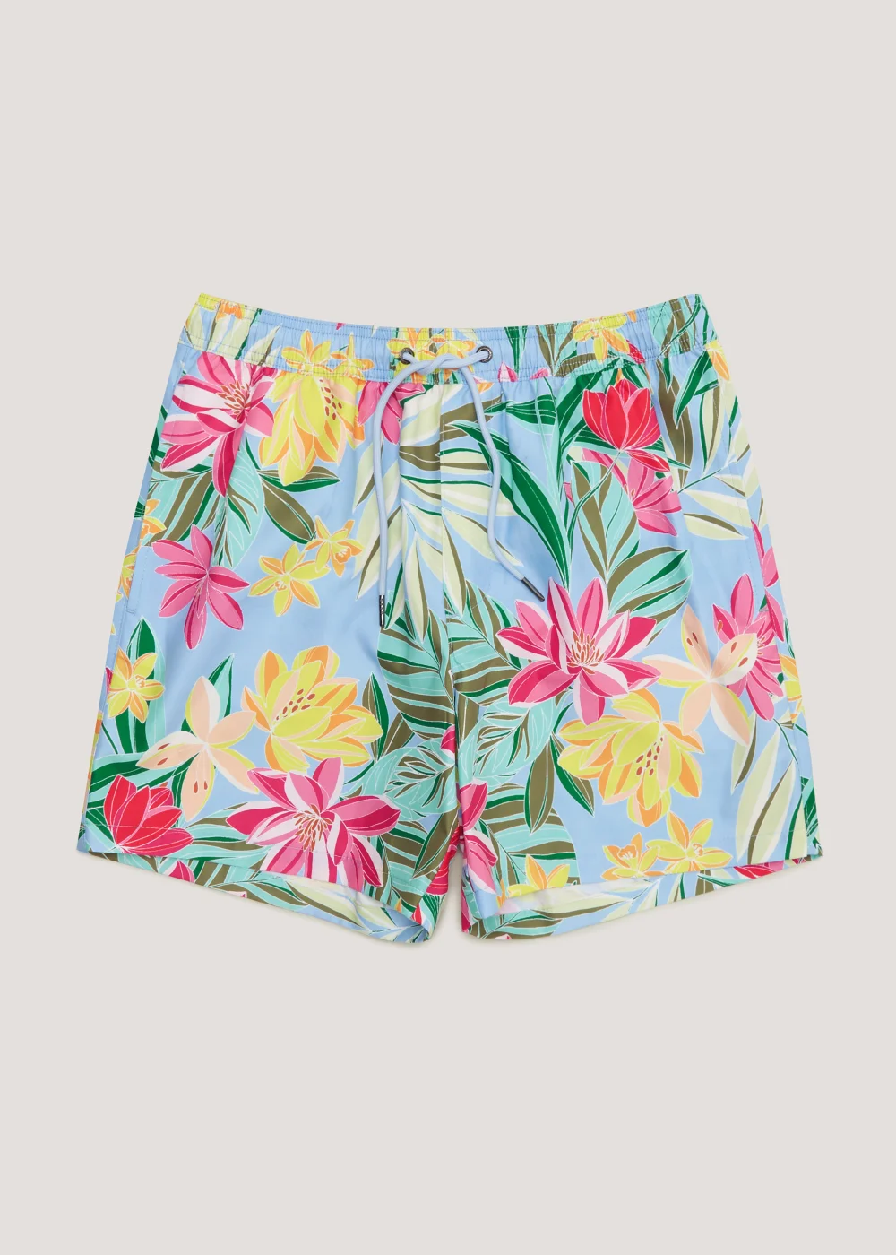 Blue Tropical Floral Swim Shorts - Small Image 4