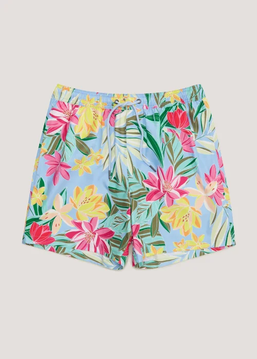 Blue Tropical Floral Swim Shorts - Small Image 4