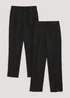 Boys 2 Pack Black Slim Fit Longer Length School Trousers (3-16yrs) - Age 3 Years Image 1