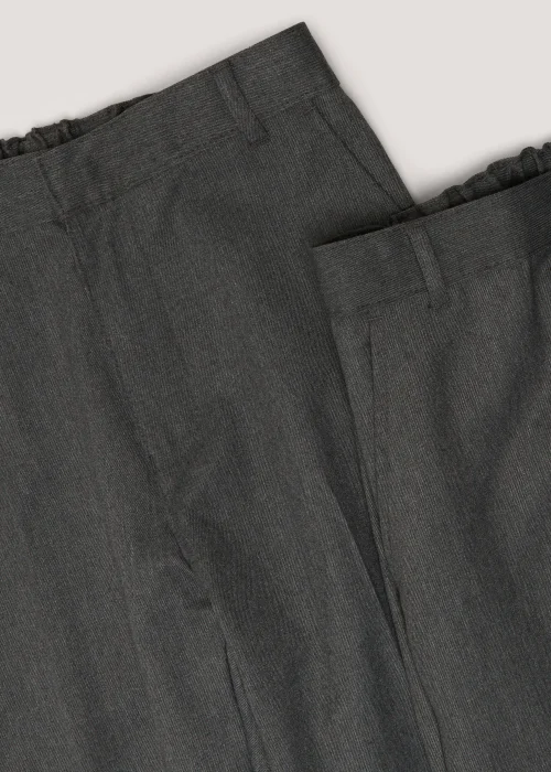 Boys 2 Pack Grey Regular Fit Longer Length School Trousers (3-13yrs) - 3 Yrs Image 2