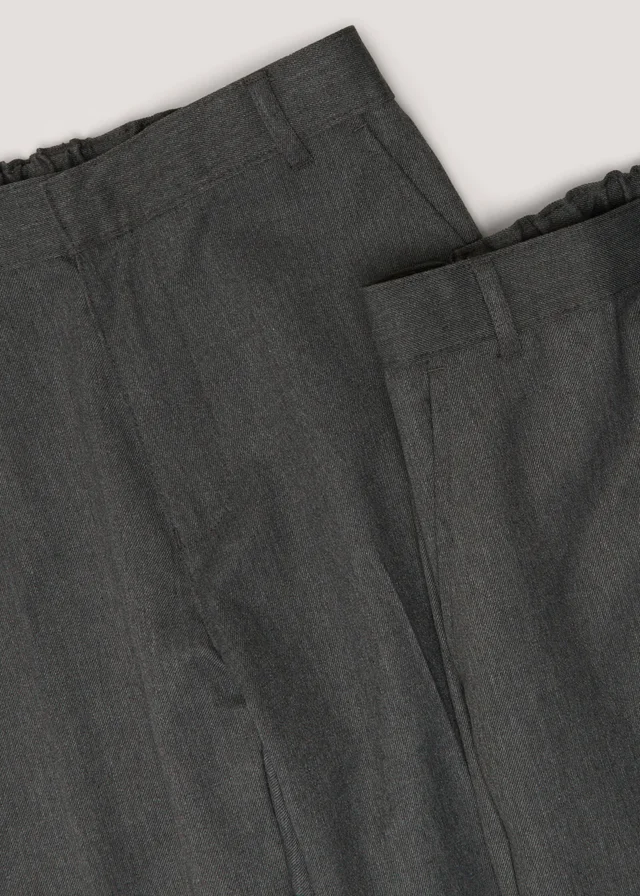 Boys 2 Pack Grey Regular Fit Longer Length School Trousers (3-13yrs)