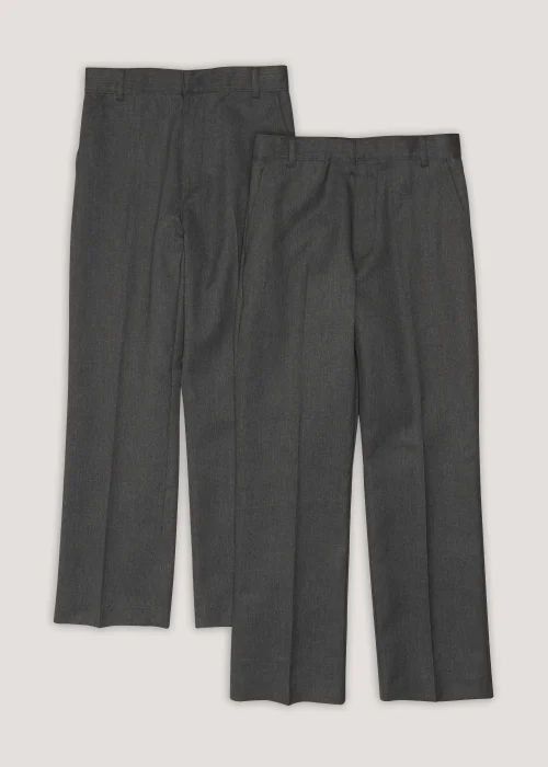 Boys 2 Pack Grey Regular Fit Longer Length School Trousers (3-13yrs) - 3 Yrs Image 1