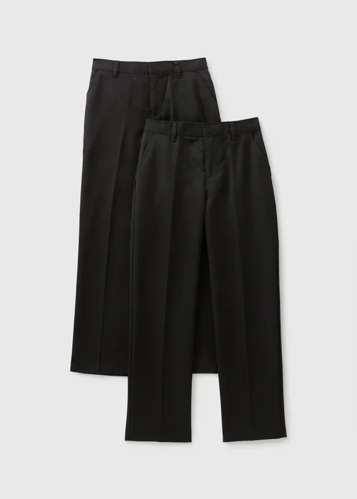 Boys 2 Pack Black Regular Fit Long Length School Trousers (3-16yrs) - 3 Yrs Image 1
