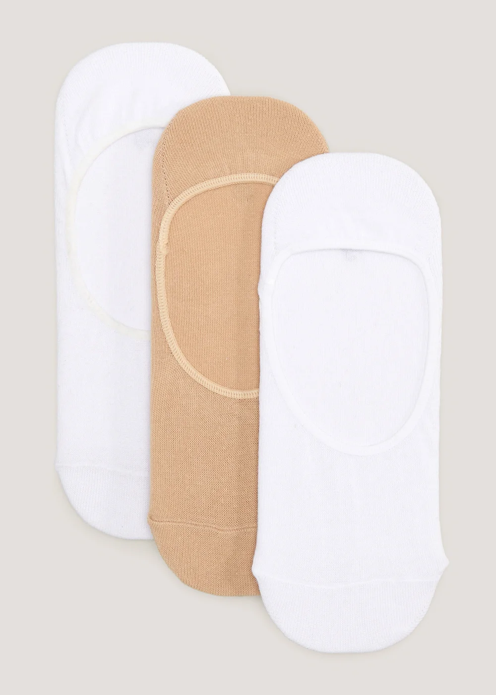 3 Pack White & Nude Footsies - 3-5.5 Image 1