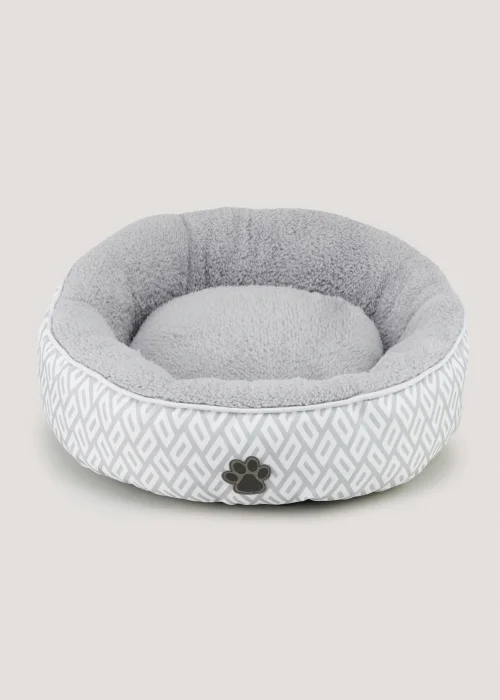 Grey Geo Round Pet Bed (50cm x 15cm) Image 1