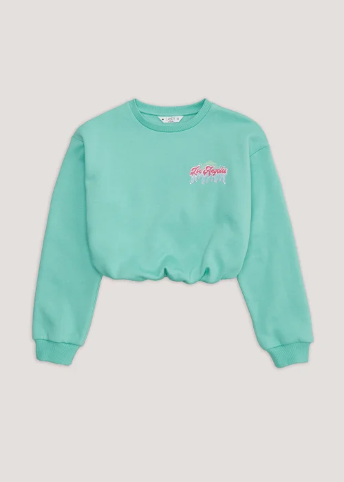 Girls Candy Couture Blue Cropped Sweatshirt (9-16yrs) - 9 Yrs Image 1