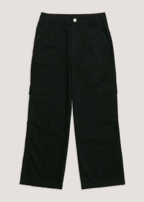 Girls Candy Couture Black Cargo Trousers (9-16yrs) - 9 Yrs Image 1
