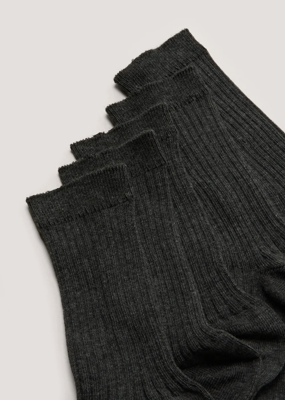 Kids 5 Pack Grey Ribbed Socks (Younger 9-Older 6.5) - 4-6.5 Image 2