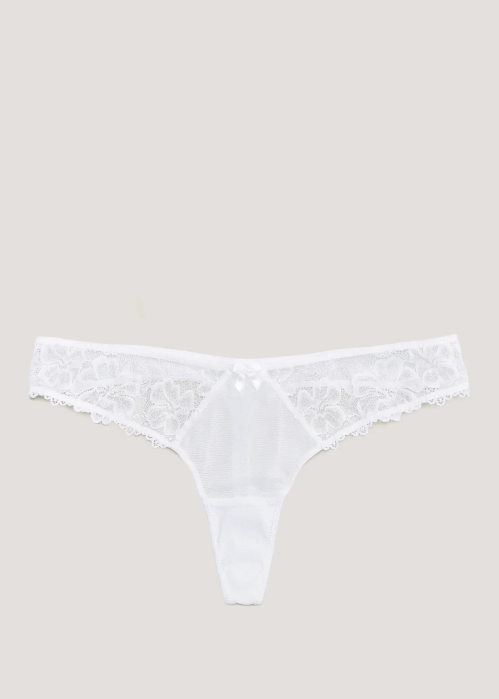 Ivory Rose White Soft Lace V-Front Thong - Size 6 Image 4