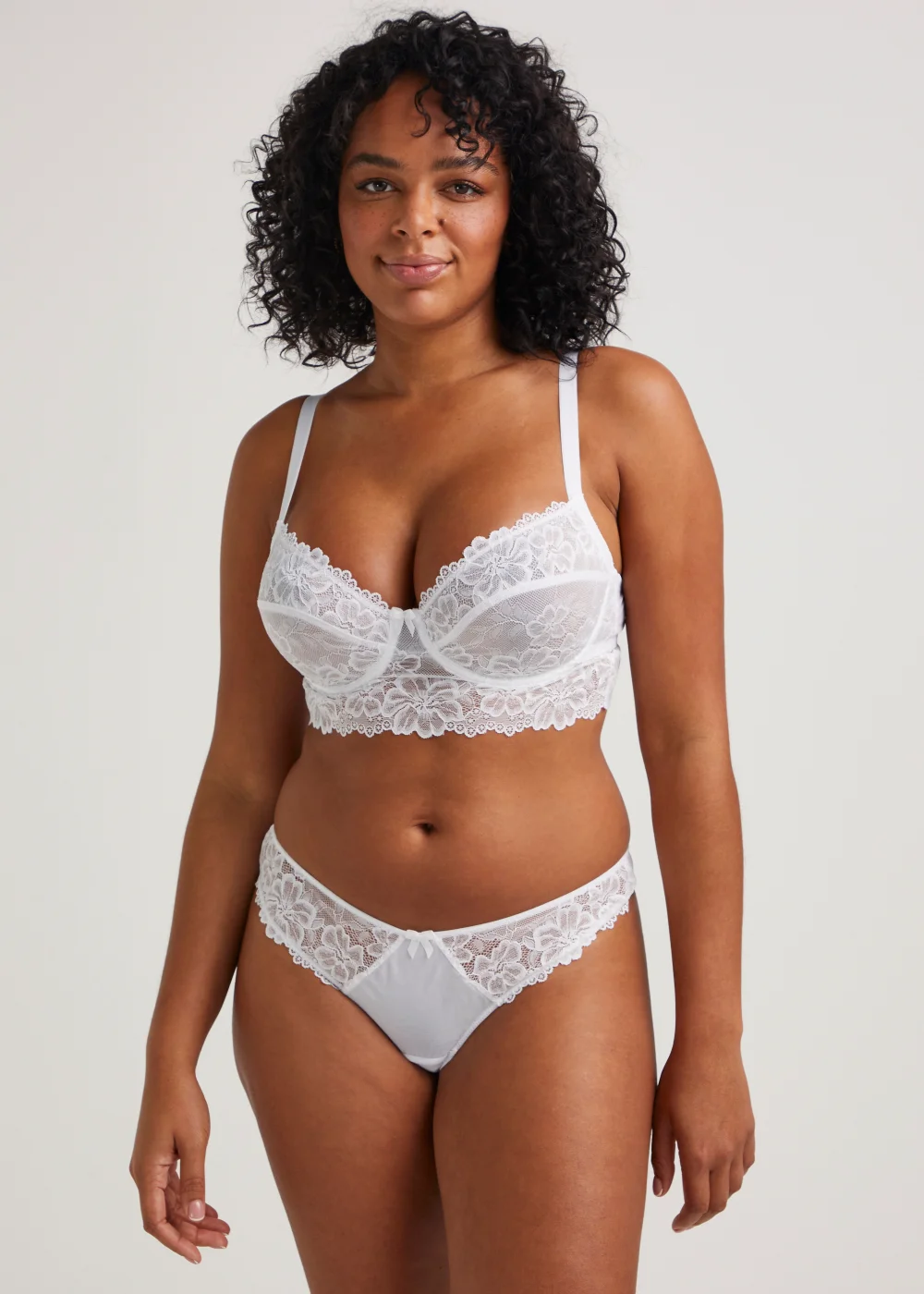 Ivory Rose White Soft Lace V-Front Thong - Size 6 Image 1