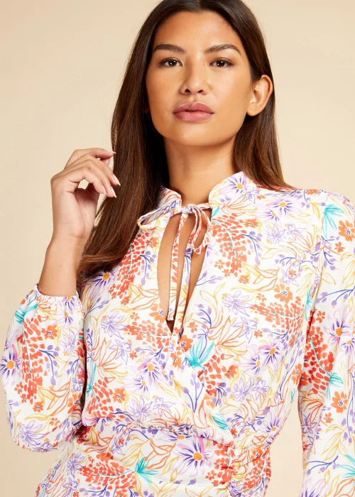 Little Mistress Floral Tie Neck Mini Dress - 12 Image 3