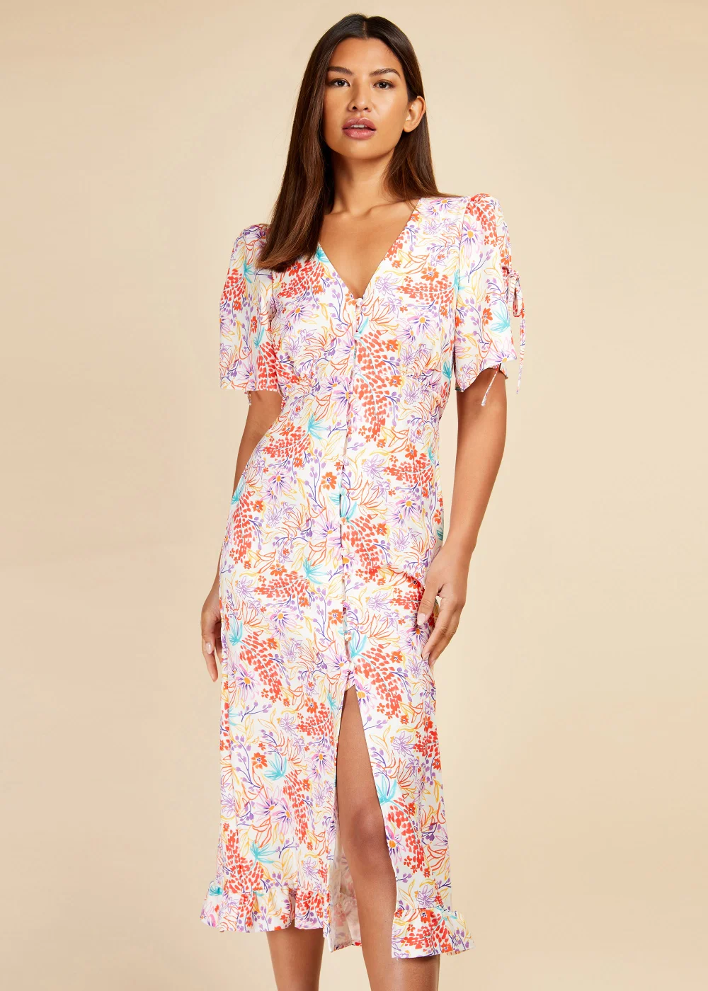 Little Mistress Floral Button Detail Midaxi Dress - Size 8 Image 4