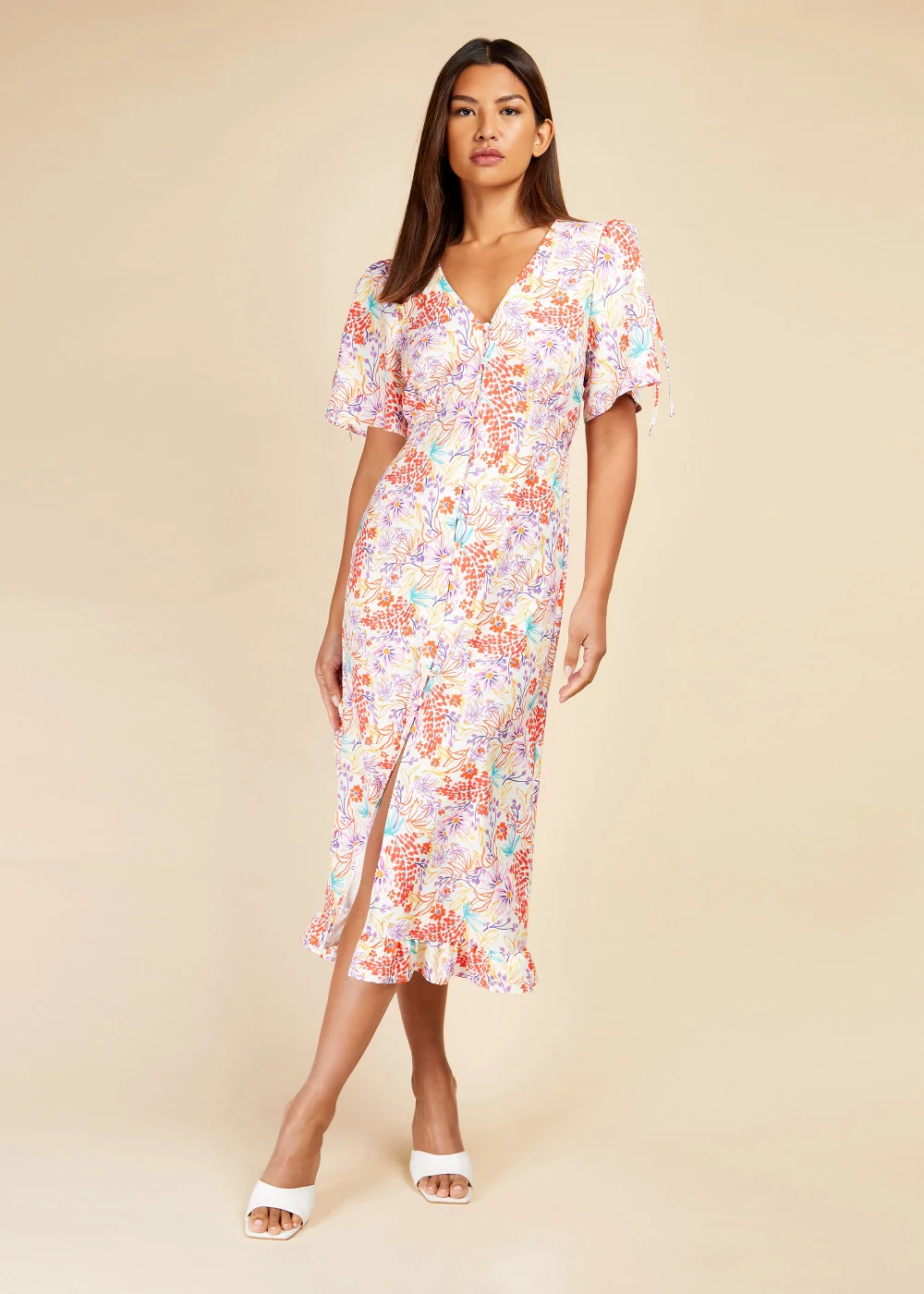 Little Mistress Floral Button Detail Midaxi Dress - Size 8 Image 1