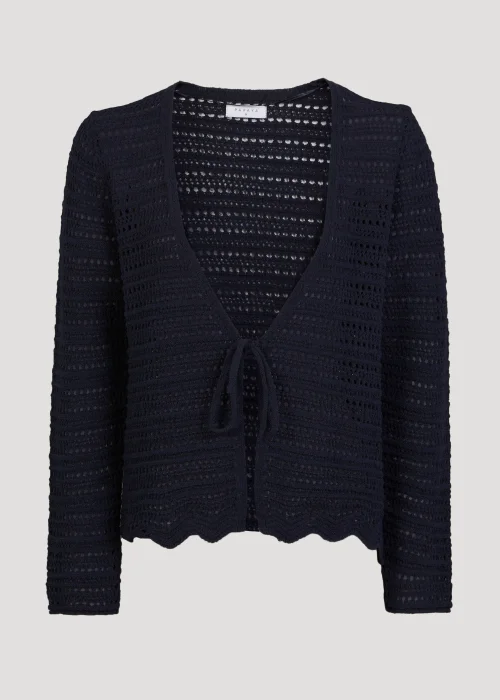 Navy Tie Front Cardigan - S Image 5