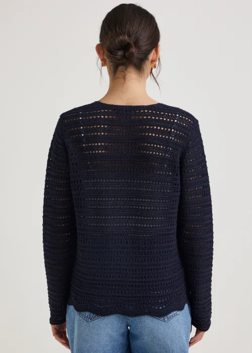 Navy Tie Front Cardigan - S Image 2