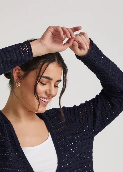 Navy Tie Front Cardigan - S Image 3