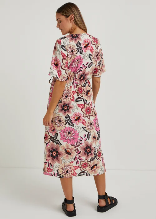 Multicoloured Flower Print Wrap Midi Dress - 8 Image 2