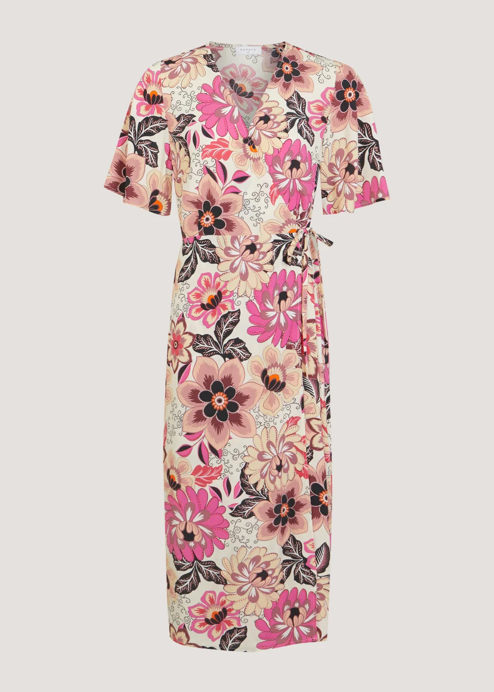 Multicoloured Flower Print Wrap Midi Dress - 8 Image 5
