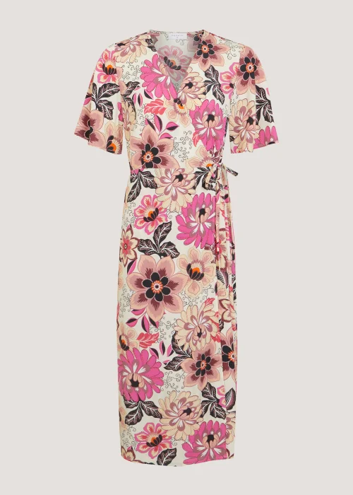 Multicoloured Flower Print Wrap Midi Dress - 8 Image 5