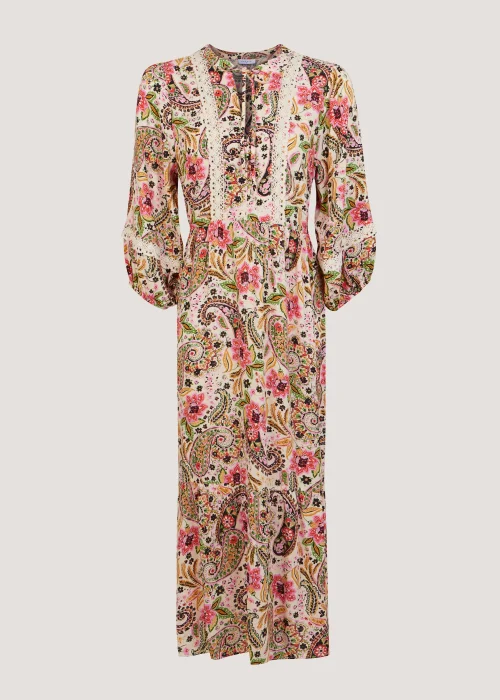 Papaya Petite Multicoloured Paisley Lace Trim Midi Dress - 6 Image 1