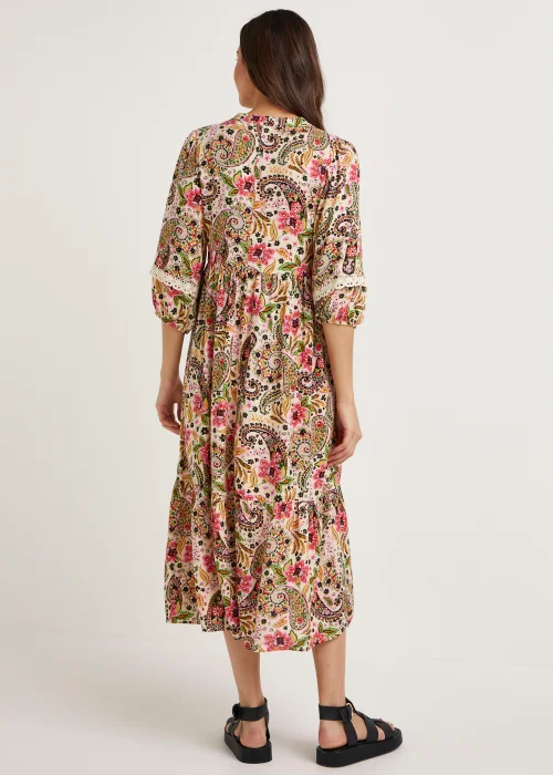 Papaya Petite Multicoloured Paisley Lace Trim Midi Dress - 6 Image 4