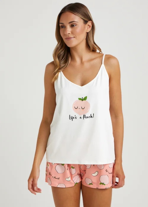 Peach Cami & Shorts Pyjama Set - Small Image 1