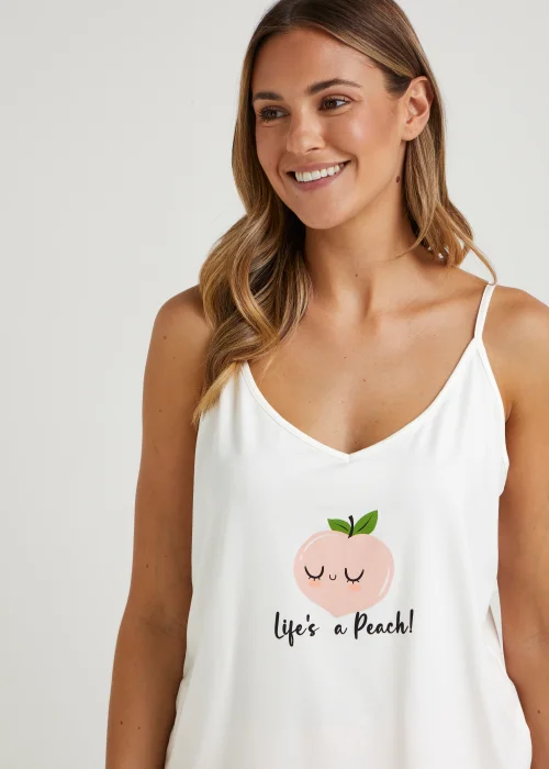 Peach Cami & Shorts Pyjama Set - Small Image 3