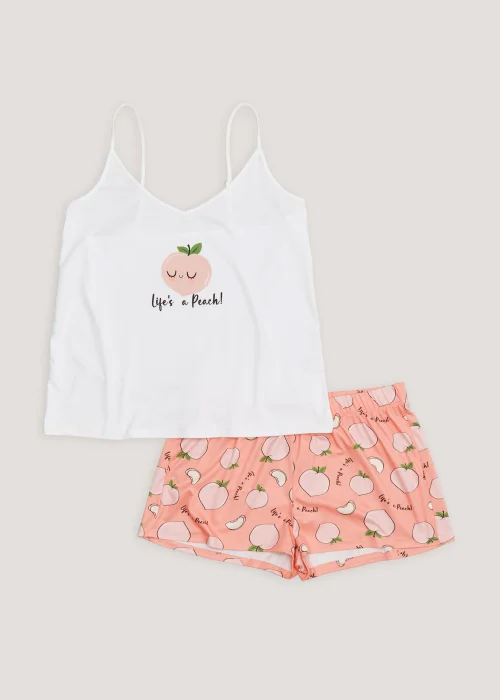 Peach Cami & Shorts Pyjama Set - Small Image 4