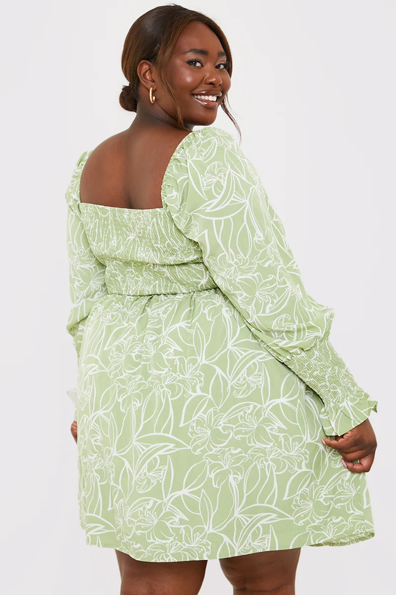 In the Style Jac Jossa Green Floral Milkmaid Mini Dress - Size 8 | Matalan In the Style Jac Jossa Green Floral Milkmaid Mini Dress - Size 8 | Matalan