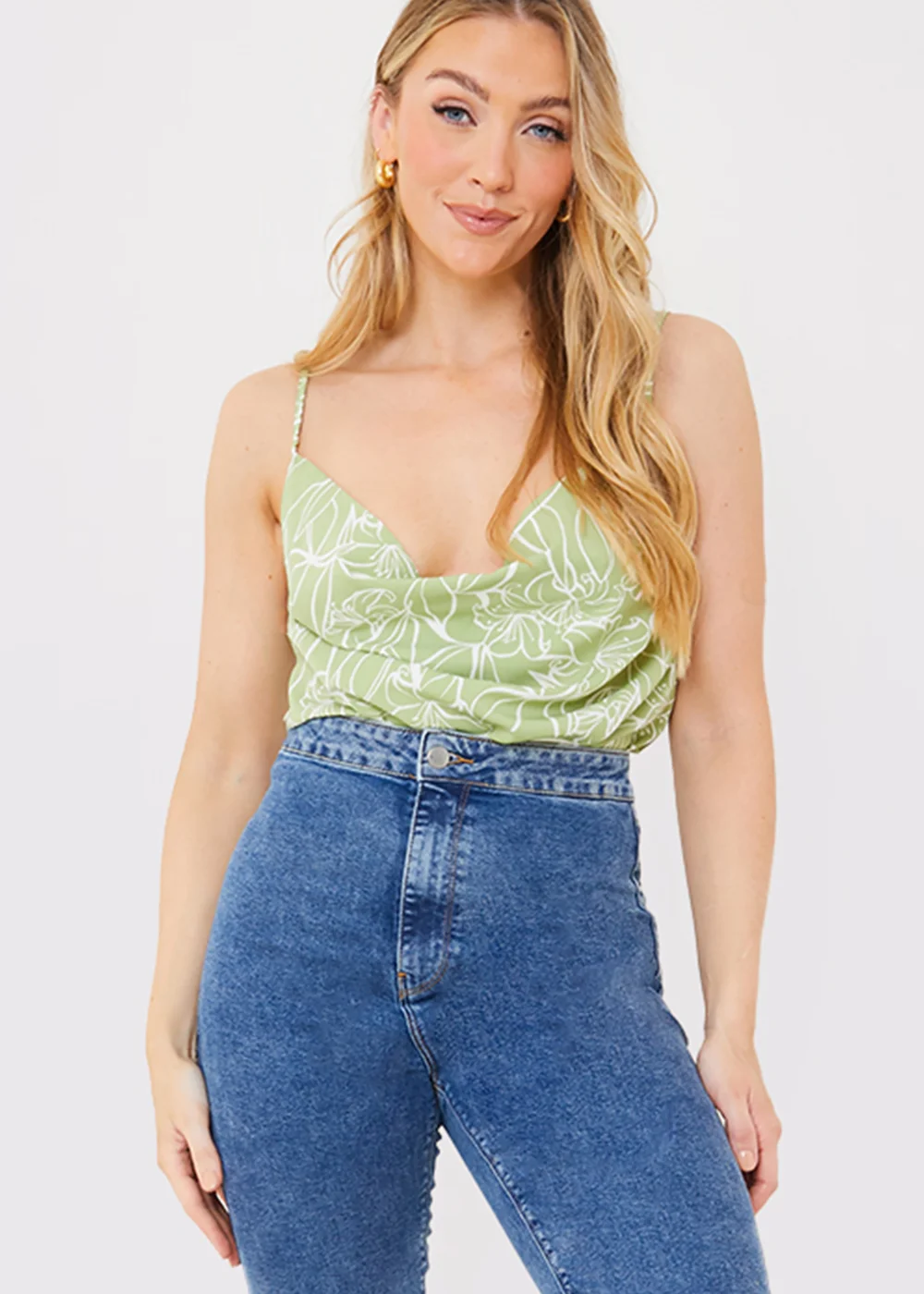 In the Style Jac Jossa Green Floral Cowl Cami Top - 8 Image 3