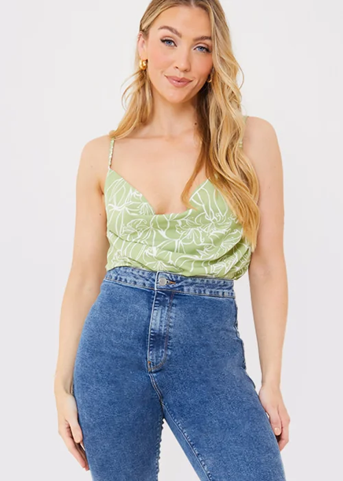 In the Style Jac Jossa Green Floral Cowl Cami Top - 8 Image 3