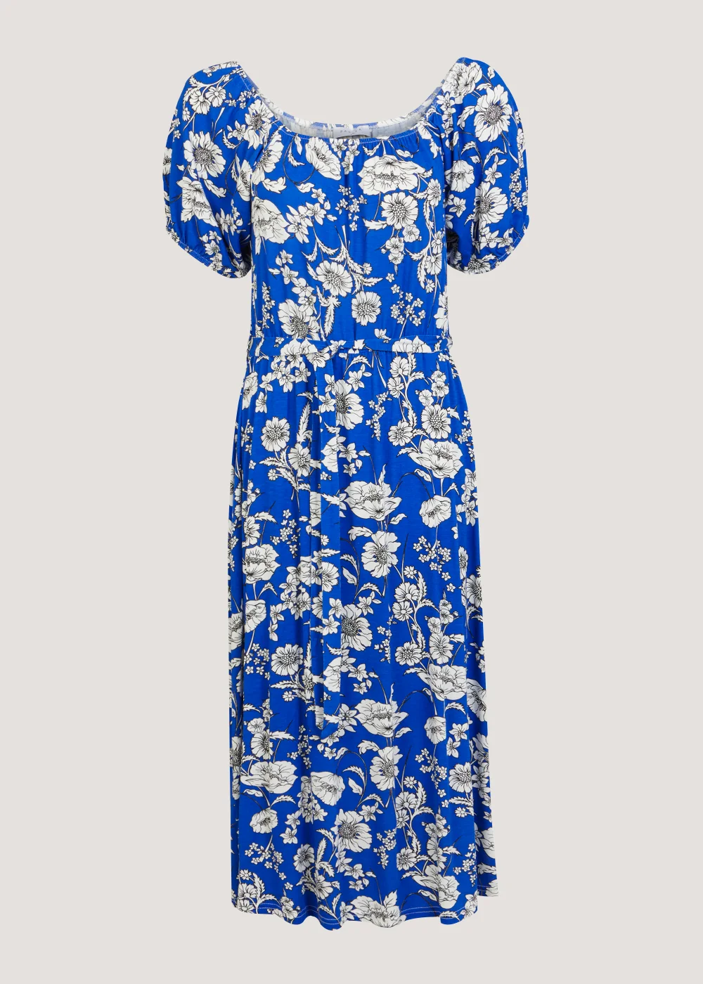 Blue Bardot Floral Midi Dress - 8 Image 5