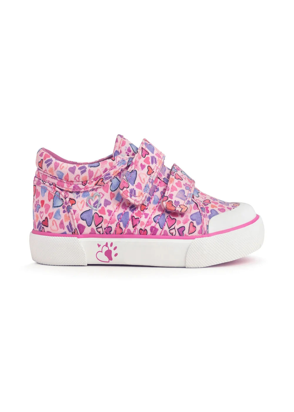 Start-Rite Loveheart Pink Print Riptape Canvas Shoes - 8.5 F Image 1