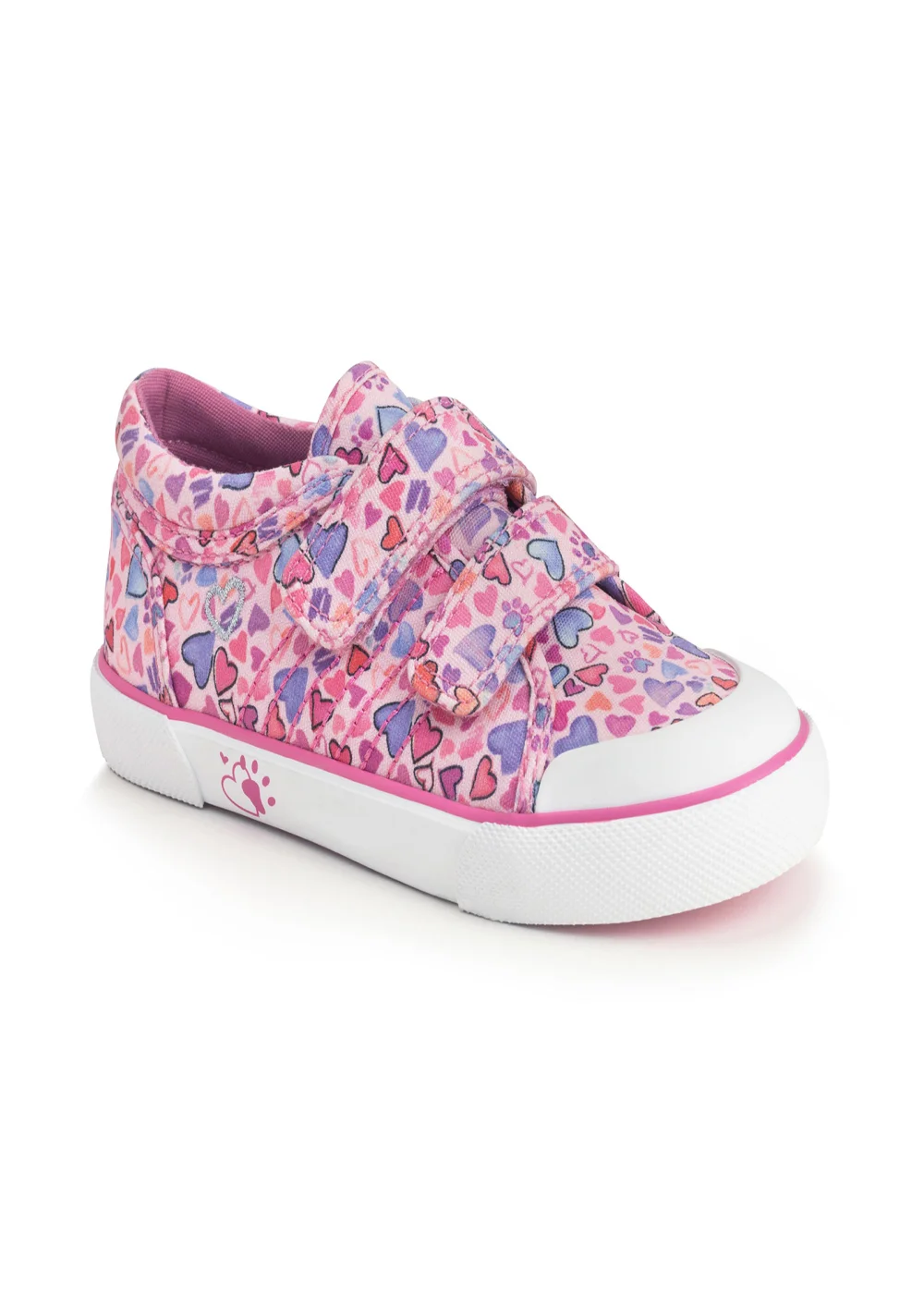 Start-Rite Loveheart Pink Print Riptape Canvas Shoes - 8.5 F Image 2