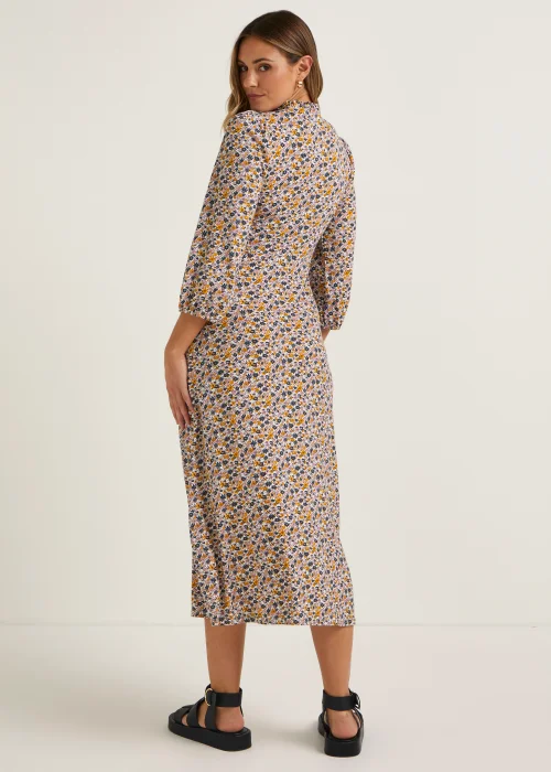 Multicoloured Floral 3/4 Sleeve Midi Dress - 8 Image 2