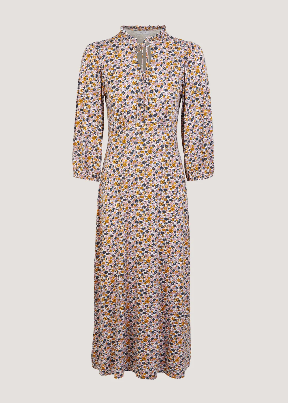 Multicoloured Floral 3/4 Sleeve Midi Dress - 8 Image 5