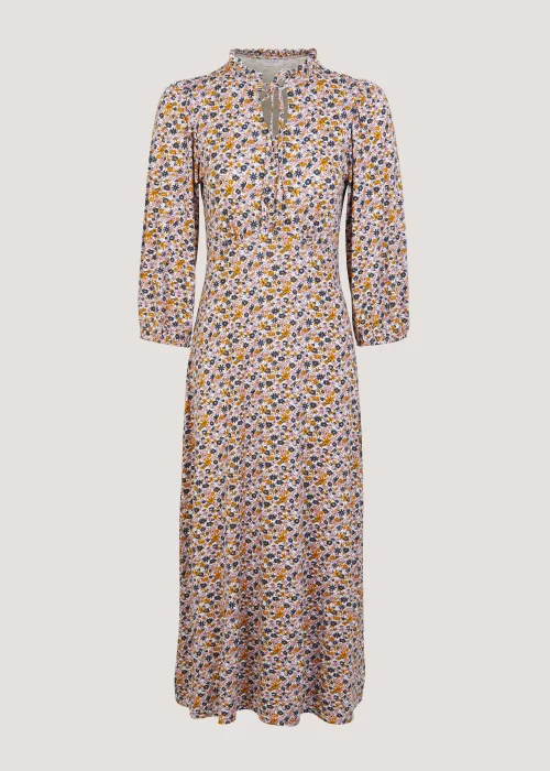 Multicoloured Floral 3/4 Sleeve Midi Dress - 8 Image 5